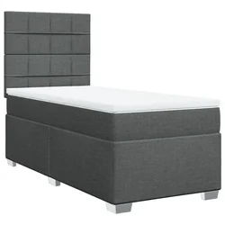 Vidaxl Box spring postelja z vzmetnico temno siva 90x190 cm blago