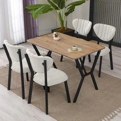HANAH HOME Set Trpezarijski sto i 4 stolice Elma Cream Walnut