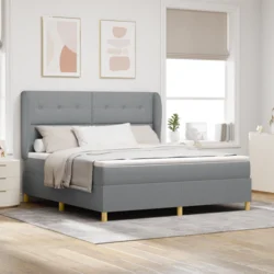 Krevet s opruga kutije Svijetlo siva 200 x 180 cm tkanina