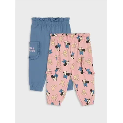 Sinsay - Pamučne jogger pantalone sa volanima 2 pack Minnie Mouse - mid blue