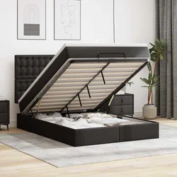 Otomanski krevet s madracem i LED diodama crna 140x190 cm