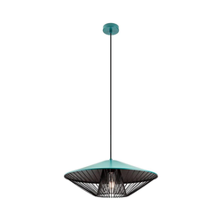 Redo 01-3010 - Luster na sajli GRILL 1xE27/42W/230V prečnik 49,5 cm crna/tirkizna