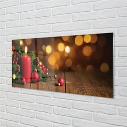 tulup.si Steklena slika Sveča vejice baubles table 100x50 cm 2 obešalnika