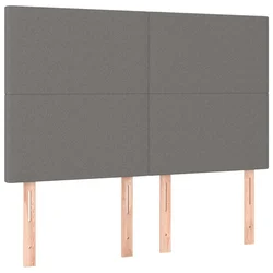 Vidaxl Vzglavje postelje temno sivo 144x5x118/128 cm blago