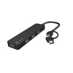 NATEC MAYFLY, USB 3.0 Hub, 4-Port, USB-A + USB-C Adapter, dužina kabla 15 cm (NHU-2023)