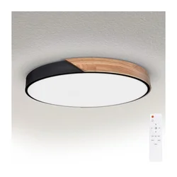 Brilagi - LED prigušiva svetiljka PILANA LED/60W/230V hrast/crna prečnik 60 cm + daljinski upravljač