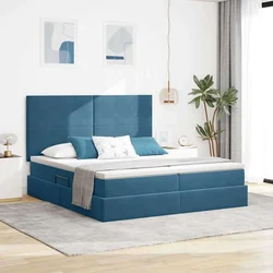 Krevet s od storage s pohranom Tamno plava 200 x 200 cm Baršun