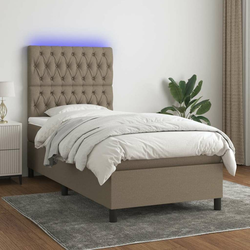 Greatstore Box spring postelja z vzmetnico LED taupe 80x200 cm blago