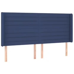 Vidaxl Vzglavje z ušesi modro 163x16x118/128 cm blago