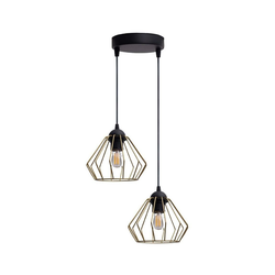 Luster na sajli CEED GOLD, 2xE27/60W, 230V, prečnik 28 cm, crna/zlatna