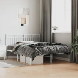 Metalni okvir za krevet s uzglavljem bijeli 135x190 cm