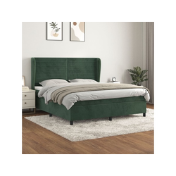 VIDAXL Box spring postelja z vzmetnico temno zelena 180x200