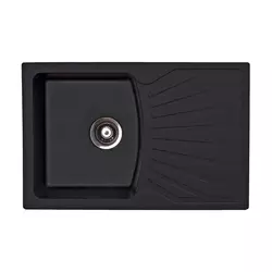 Metalac X Granit Quadro Plus Usadna kvarcna sudopera sa sifonom, Crna, O 90, 770x500 mm