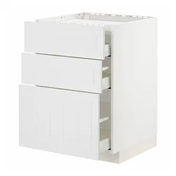METOD / MAXIMERA Pod.elem.grej.ploča/3front/3fiok, bela/Stensund bela, 60x60 cm