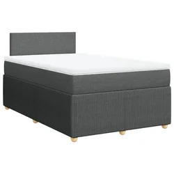 Vidaxl Box spring postelja z vzmetnico temno siva 120x200 cm blago