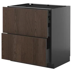 METOD/KNIVSHULT Podstav omr 2lč/2nzk/1sre/1vsk prd, črno siva/Sinarp rjava, 80x60 cm