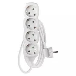 Podaljšek 2 m/4 vtičnic/beli/PVC/1 mm2