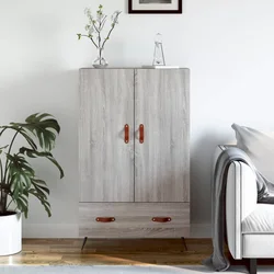 Visoka komoda siva boja hrasta 69,5x31x115 cm konstruirano drvo