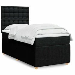 vidaXL Box spring postelja z vzmetnico črna 90x200 cm blago