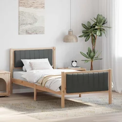 Kovinska posteljna konstrukcija rjava in temno siva 90 x 200 cm