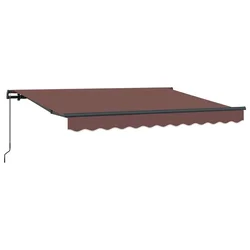 Vidaxl Retraktilna tenda Rjava 350 x 200 cm blago