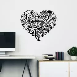 Wallity Zidna dekoracija Musical Heart, 60 x 74 cm, Crna