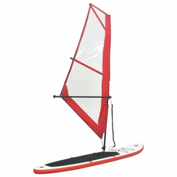 vidaXL Daska za veslanje stojeći na napuhavanje s jedrom crveno-bijela