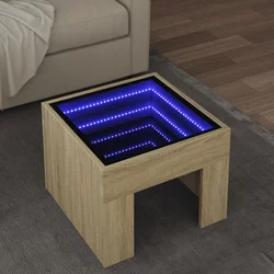 Stolić s beskonačnim LED svjetlima boja hrasta 40x40x30 cm