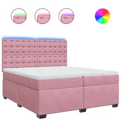 Vidaxl Box spring postelja z vzmetnico roza 200x200 cm žamet