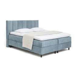 Modra boxspring postelja s prostorom za shranjevanje 180x200 cm Elva Bold Line – Bonami Selection