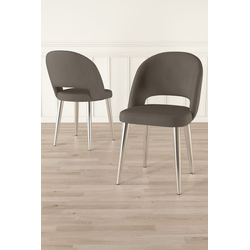 HANAH HOME Set stolica (4 komada) Pane Cappuccino Chrome