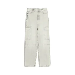 Bershka Kargo kavbojke siv denim