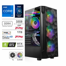 MEGA računalnik Fury S7 (i7-12700KF/B660/DDR4-32GB/SSD1TB-NVMe/RTX3060Ti-8GB-HDMI, 3xDisplayPort /750W-88%/Brez OS)