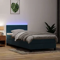 Box Spring krevet s madracem i LED tamnoplavi 80x220 cm baršunasti