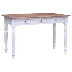 Radni stol s ladicama bijeli 117 x 57 x 75 cm masivni mahagonij