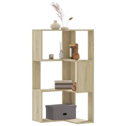 Kutni regal za knjige 3 razine boja hrasta 50x50x102 cm drveni