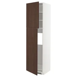 METOD Visoka omara za hladilnik z 2 vrati, bela/Sinarp rjava, 60x60x220 cm