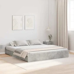 Krevet s ladicama Betonski sivi 200 x 200 cm Konstruirano drvo