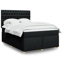 vidaXL Box spring postelja z vzmetnico črna 140x200 cm blago