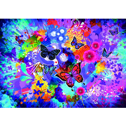 Grafika - Puzzle Šareno cvijeće i leptiri III / 0744 / - 1 000 dijelova