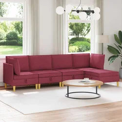 Modularni set sofe sa skladištem 5 pcs Vinska crvena Tkanina