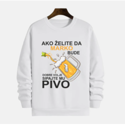 MAFIMI Muški duks Ako želite da bude dobre volje, Beli