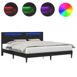 Vidaxl Konstrukcija postelje Črna 200 x 200 cm Umetno usnje