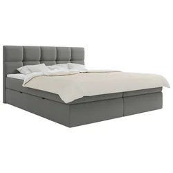 MID.YOU POSTELJA Z VZMETNICO 200 cm x 200 cm , les, tekstil, leseni material siva