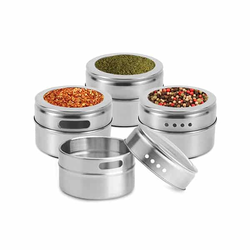 Netscroll SpiceJarsMagnetic, set 4 magnetnih posodic za shranjevanje začimb + stojalo