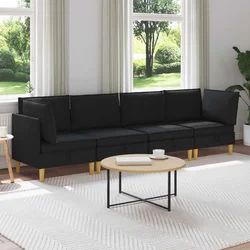 Modularni set sofe sa skladištem 4 pcs Crna Tkanina