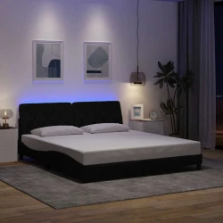 Okvir kreveta s LED-om bez madraca crni 180x200 cm od tkanine