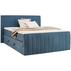 Carryhome BOXSPRING POSTELJA 180 cm  x 200 cm , tekstil modra