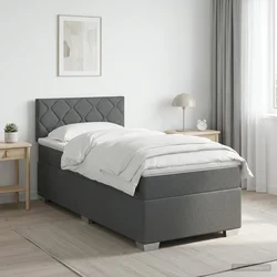 vidaXL Postelja boxspring z vzmetnico Temno siva 80 x 200 cm Blago