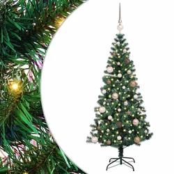 Umjetno predsvijetljeno božićno drvce Zelena 150 cm PVC i metal